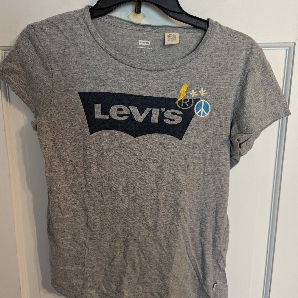 Levi's San Francisco Gray Crew Neck Embroidered Graphic T-Shirt Ladies sz M